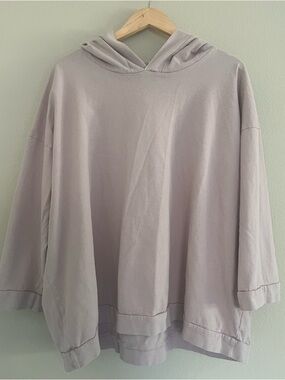 bryn Walker Dusty Rose Hooded Pullover 100% Cotton Size Small Lagenlook Oversize